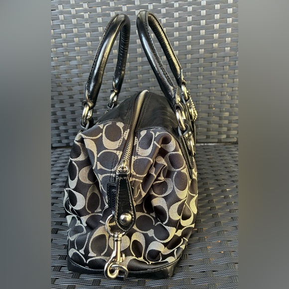 COACH BAG,Coach Black and Gray Signature Satchel - Picture 4 of 15